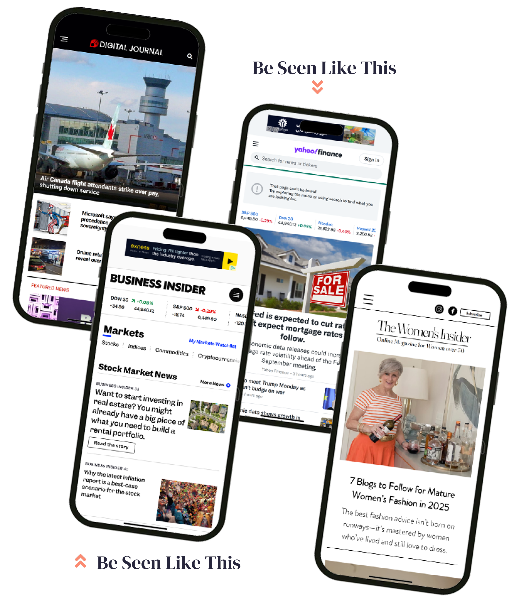 Screenshots of publications on mobile phones